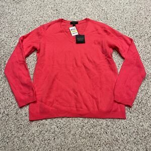 NWT Charter Club 100% Cashmere Sweater V Neck Sz M French Rose Pink Quiet Luxury